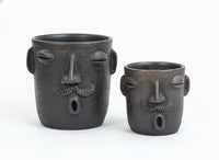 Mustache Whistler Face Planter & Flower Pot is Handmade Mexican Pottery from Atzompa Mexico | Use as Indoor Home Decor or Outdoor Yard Art