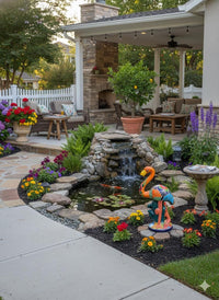 Orange Flamingo Garden Decor is Ceramic Mexican Talavera Pottery & Yard Art