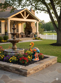 Orange Flamingo Garden Decor is Ceramic Mexican Talavera Pottery & Yard Art