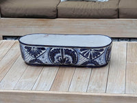 Oval Planter Talavera Pottery, Indoor or Outdoor Flower Pot, Ceramic Mexican Art as Housewarming Gift