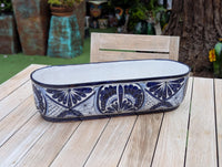 Oval Planter Talavera Pottery, Indoor or Outdoor Flower Pot, Ceramic Mexican Art as Housewarming Gift