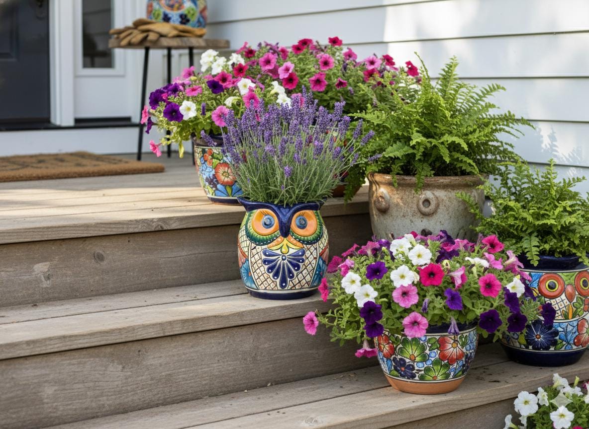 Handmade Talavera Owl Planter: Mexican Pottery Garden Decor