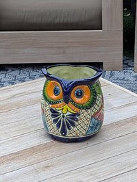 Handmade Talavera Owl Planter: Mexican Pottery Garden Decor