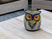 Handmade Talavera Owl Planter: Mexican Pottery Garden Decor