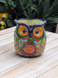 Handmade Talavera Owl Planter: Mexican Pottery Garden Decor