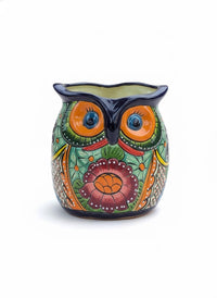 Handmade Talavera Owl Planter: Mexican Pottery Garden Decor