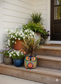 Handmade Talavera Owl Planter: Mexican Pottery Garden Decor