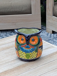 Handmade Talavera Owl Planter: Mexican Pottery Garden Decor