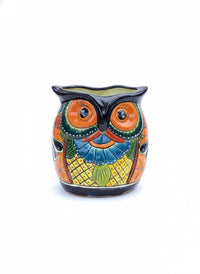 Handmade Talavera Owl Planter: Mexican Pottery Garden Decor