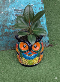 Handmade Talavera Owl Planter: Mexican Pottery Garden Decor
