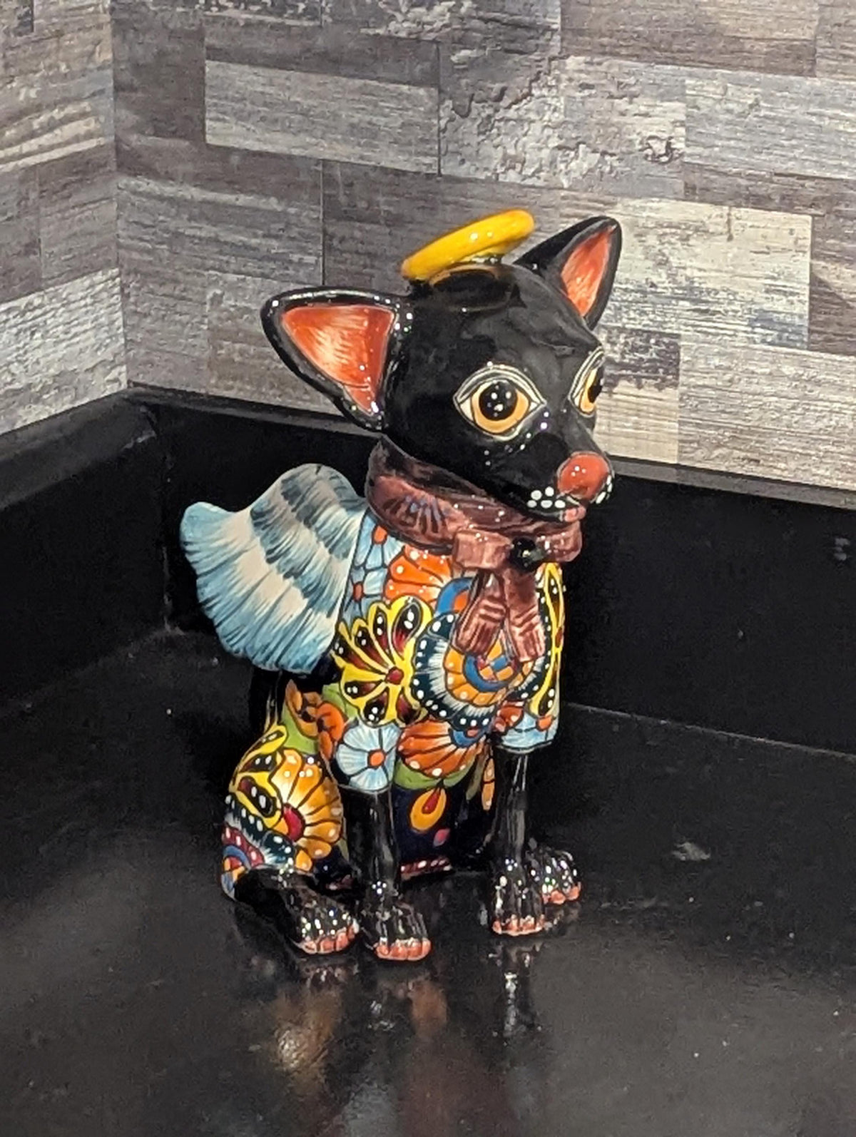 Talavera Chihuahua Figurine, Handmade Ceramic Pottery Home Decor is Mexican Folk Art
