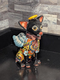 Talavera Chihuahua Figurine, Handmade Ceramic Pottery Home Decor is Mexican Folk Art