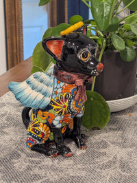 Talavera Chihuahua Figurine, Handmade Ceramic Pottery Home Decor is Mexican Folk Art