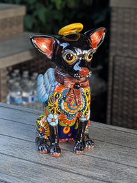 Talavera Chihuahua Figurine, Handmade Ceramic Pottery Home Decor is Mexican Folk Art