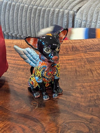 Chihuahua Ceramic Figurine Home Decor | Handmade Mexican Pottery | Talavera Folk Art