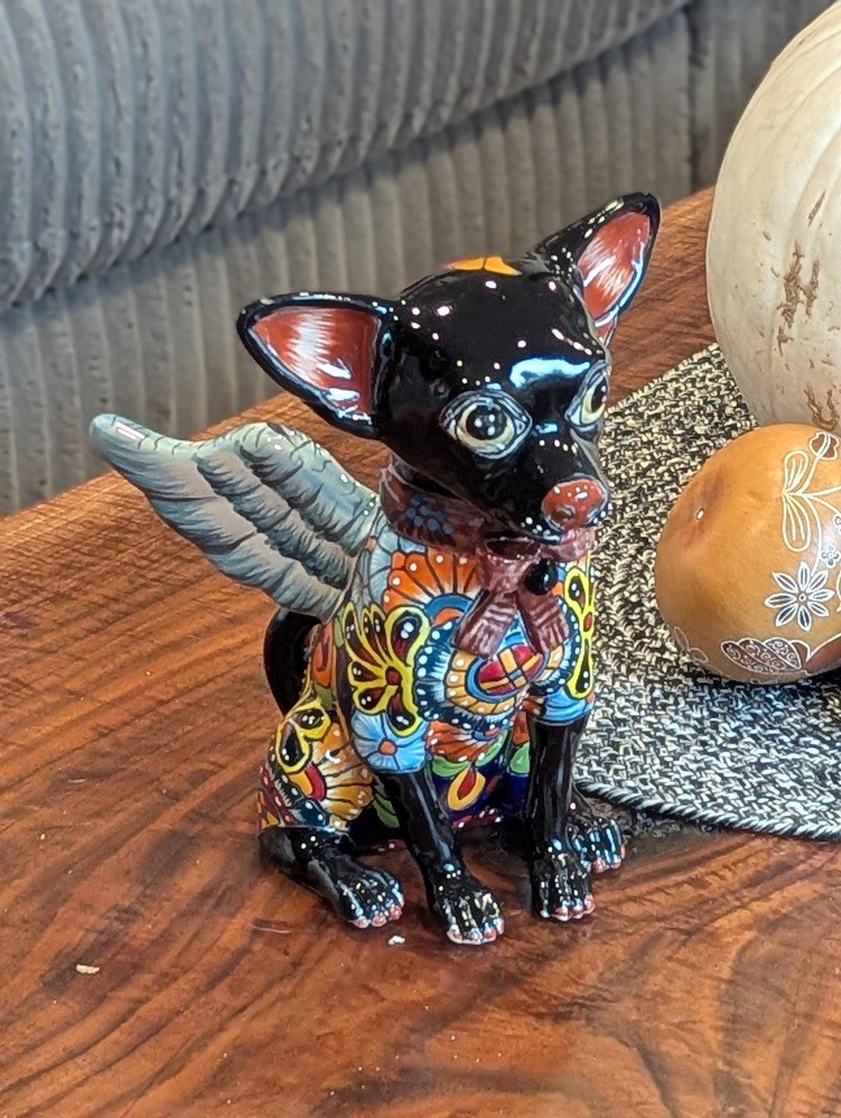 Chihuahua Ceramic Figurine Home Decor | Handmade Mexican Pottery | Talavera Folk Art