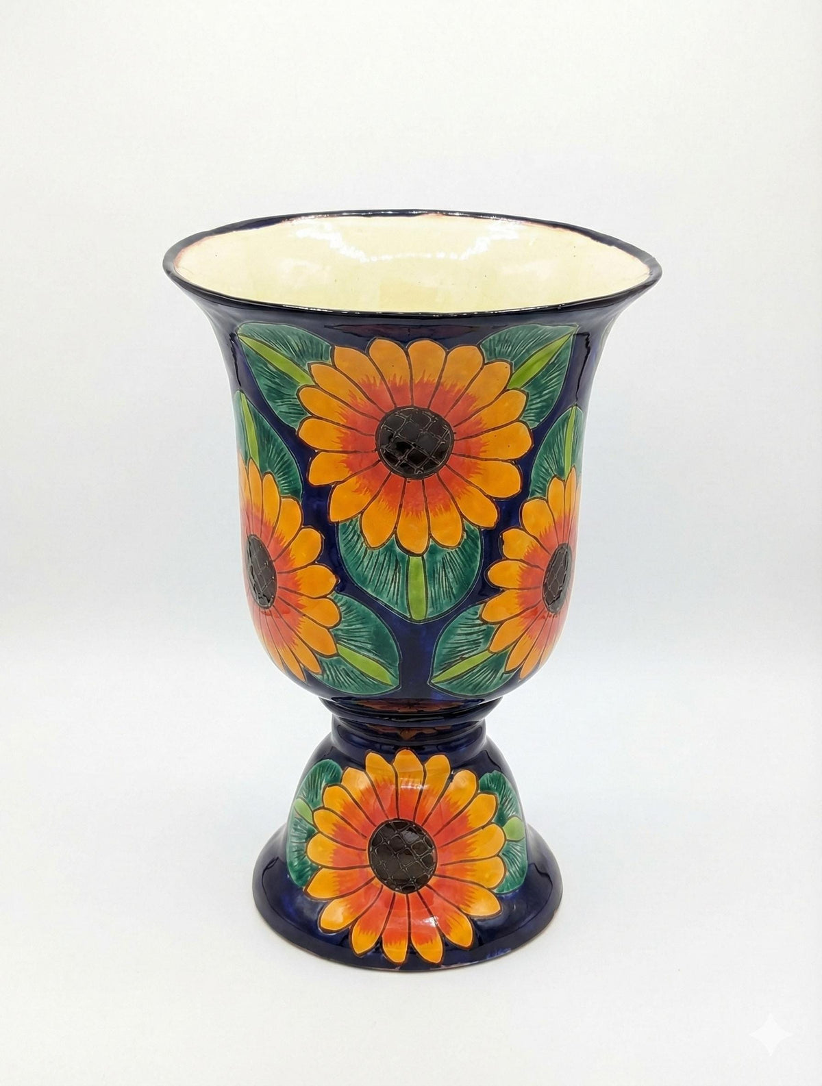 Sunflower Planter | Ceramic Talavera Flower Pot is 22" Tall and Handmade Mexican Pottery | Ships 6-15