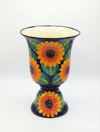 Sunflower Planter | Ceramic Talavera Flower Pot is 22" Tall and Handmade Mexican Pottery | Ships 6-15
