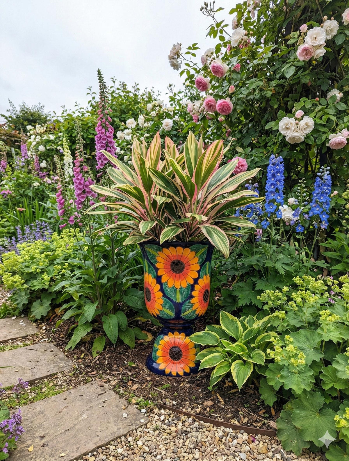 Sunflower Planter | Ceramic Talavera Flower Pot is 22" Tall and Handmade Mexican Pottery | Ships 6-15