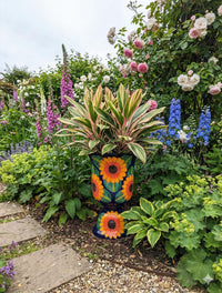 Sunflower Planter | Ceramic Talavera Flower Pot is 22" Tall and Handmade Mexican Pottery | Ships 6-15