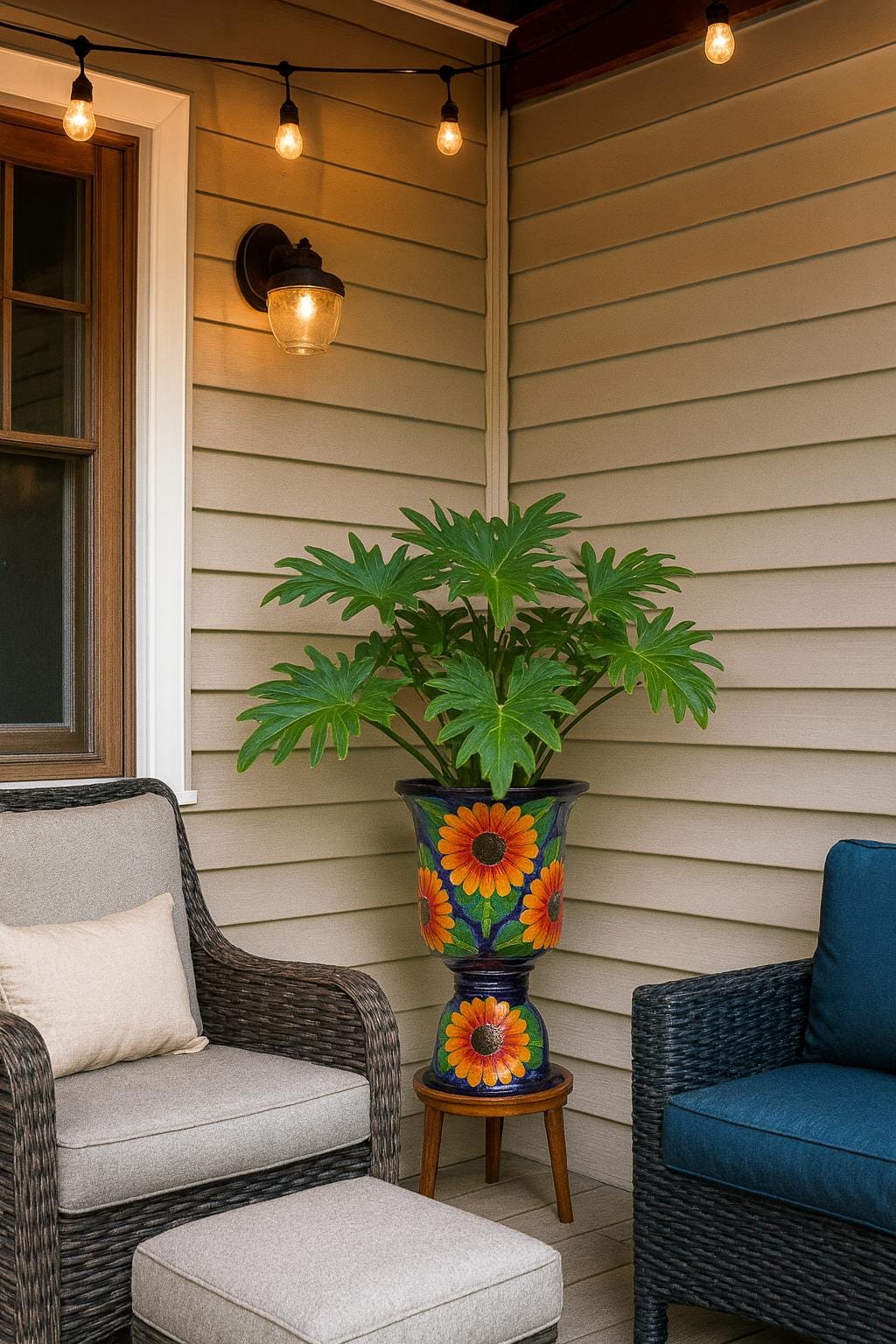 Sunflower Planter | Ceramic Talavera Flower Pot is 22" Tall and Handmade Mexican Pottery | Ships 6-15
