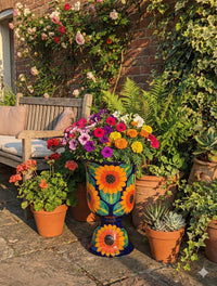 Sunflower Planter | Ceramic Talavera Flower Pot is 22" Tall and Handmade Mexican Pottery | Ships 6-15