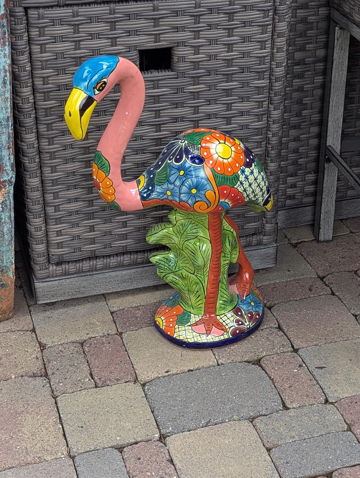 Pink Flamingo Garden Decor is Ceramic Mexican Talavera Pottery & Yard Art from luv2brd.com