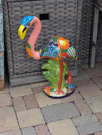 Pink Flamingo Garden Decor is Ceramic Mexican Talavera Pottery & Yard Art from luv2brd.com