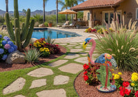 Pink Flamingo Garden Decor is Ceramic Mexican Talavera Pottery & Yard Art from luv2brd.com