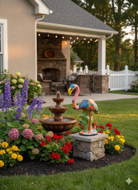 Pink Flamingo Garden Decor is Ceramic Mexican Talavera Pottery & Yard Art from luv2brd.com