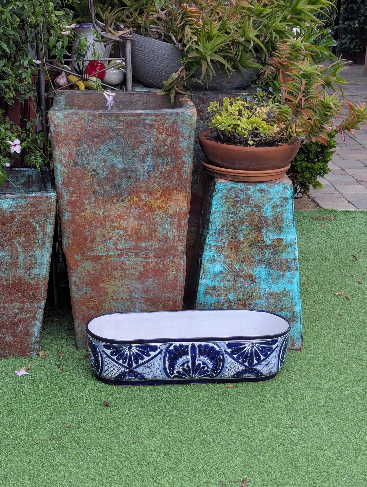 Oval Planter Talavera Pottery, Indoor or Outdoor Flower Pot, Ceramic Mexican Art as Housewarming Gift