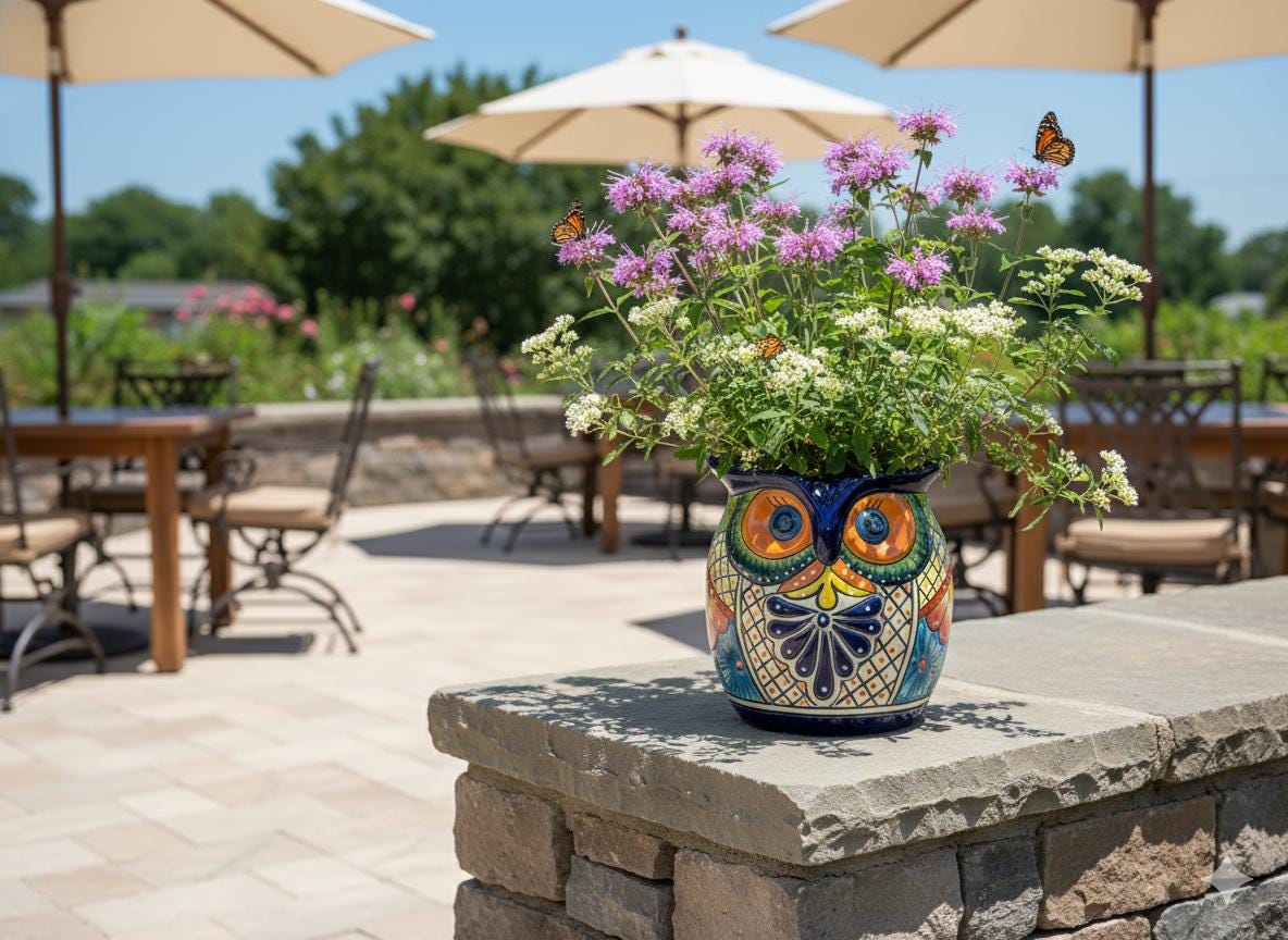 Handmade Talavera Owl Planter: Mexican Pottery Garden Decor