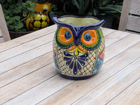 Handmade Talavera Owl Planter: Mexican Pottery Garden Decor