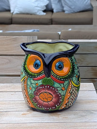 Handmade Talavera Owl Planter: Mexican Pottery Garden Decor