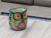 Handmade Talavera Owl Planter: Mexican Pottery Garden Decor