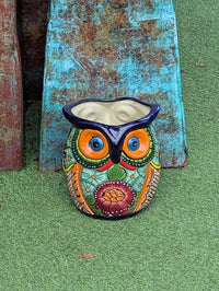 Handmade Talavera Owl Planter: Mexican Pottery Garden Decor