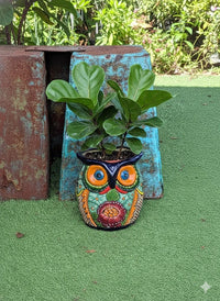 Handmade Talavera Owl Planter: Mexican Pottery Garden Decor