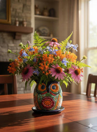 Handmade Talavera Owl Planter: Mexican Pottery Garden Decor