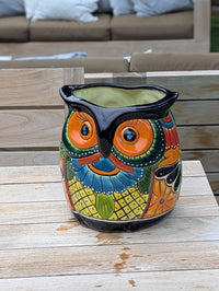 Handmade Talavera Owl Planter: Mexican Pottery Garden Decor
