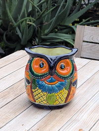 Handmade Talavera Owl Planter: Mexican Pottery Garden Decor