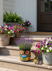 Handmade Talavera Owl Planter: Mexican Pottery Garden Decor