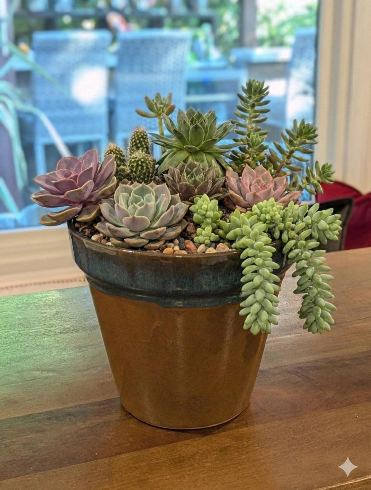 Handcrafted Mexican Ceramic Garden Planter: Aqua & Earth Glaze