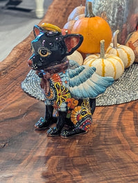 Talavera Chihuahua Figurine, Handmade Ceramic Pottery Home Decor is Mexican Folk Art
