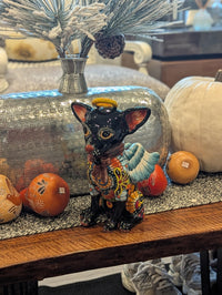 Talavera Chihuahua Figurine, Handmade Ceramic Pottery Home Decor is Mexican Folk Art