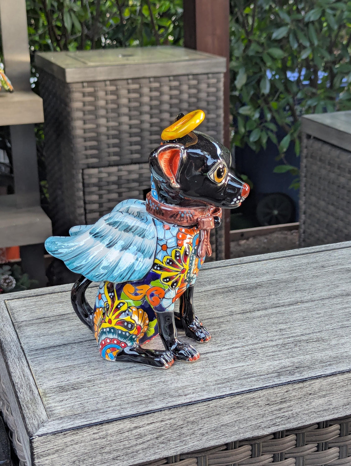 Talavera Chihuahua Figurine, Handmade Ceramic Pottery Home Decor is Mexican Folk Art