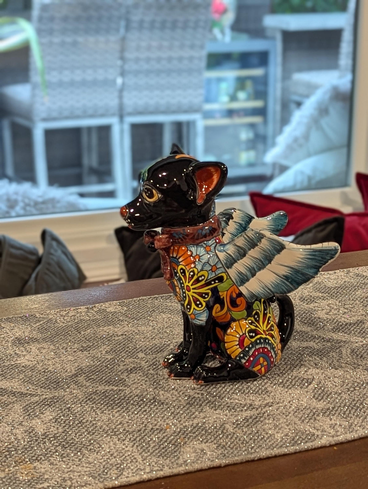Chihuahua Ceramic Figurine Home Decor | Handmade Mexican Pottery | Talavera Folk Art