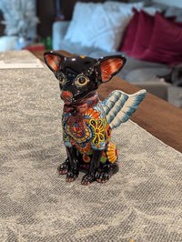 Chihuahua Ceramic Figurine Home Decor | Handmade Mexican Pottery | Talavera Folk Art