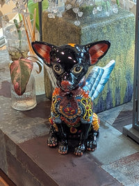 Chihuahua Ceramic Figurine Home Decor | Handmade Mexican Pottery | Talavera Folk Art