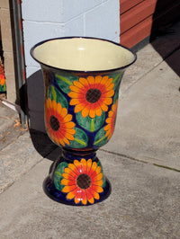 Sunflower Planter | Ceramic Talavera Flower Pot is 22" Tall and Handmade Mexican Pottery | Ships 6-15