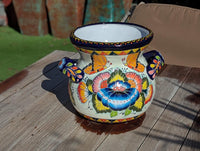 Butterfly Flower Pot | 10.5" Tall Ceramic Talavera Planter is Handmade Mexican Pottery